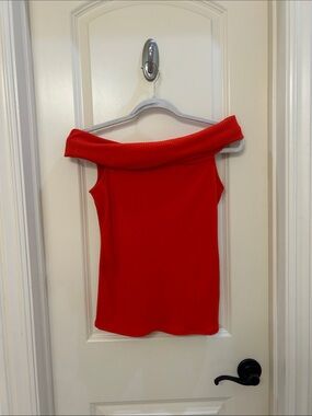 Target Red Off-the-Shoulder Ribbed Camisole